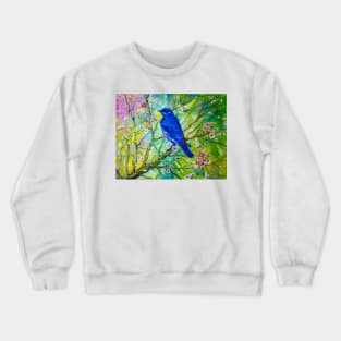 Bluebird on a blossoming branch Crewneck Sweatshirt